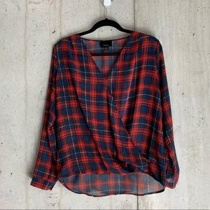 Sheer Plaid Tartan Top - Blue and Red